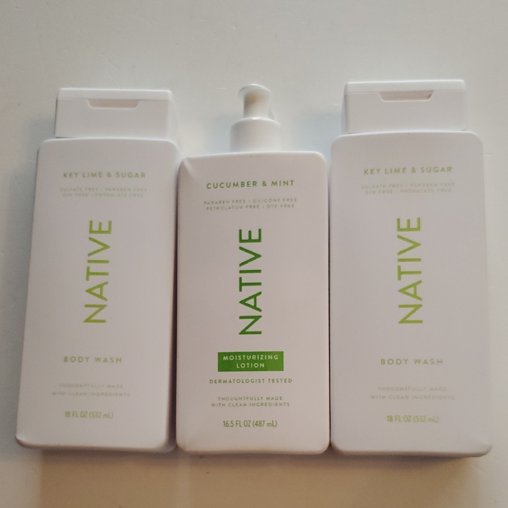 Native  Key lime and sugar Body Wash & Cucumber and mint Moisturizing Lotion Set
